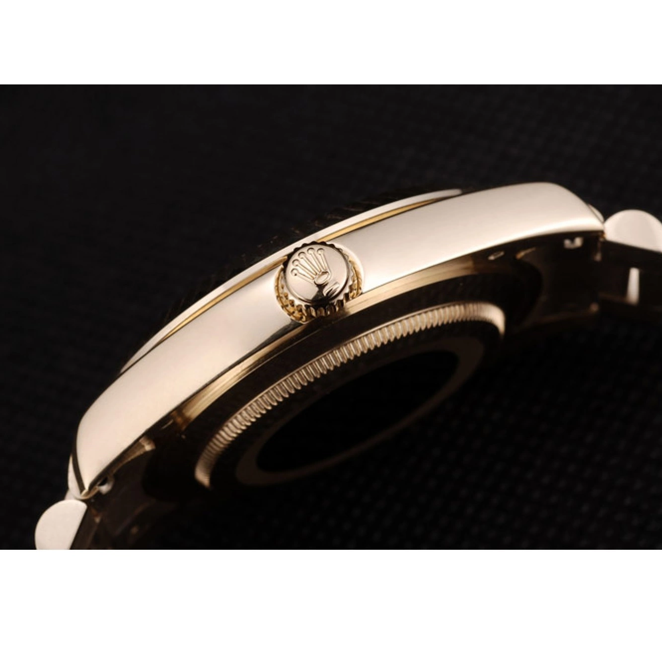 Good copy rolex watches Stainless Steel Gold Rolex Dial Patterned Black DayDate Strap 41980 0815